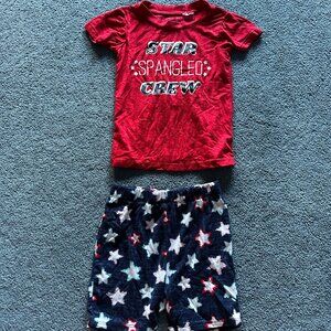 Way To Celebrate! Toddler Girls' Red & Blue Patriotic T-Shirt & Shorts Set 3T